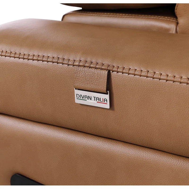 L-Shape Sectional Sofa: 8 - Piece Top Grain Italian Leather Power Reclining Sectional(Cognac Genuine Leather)