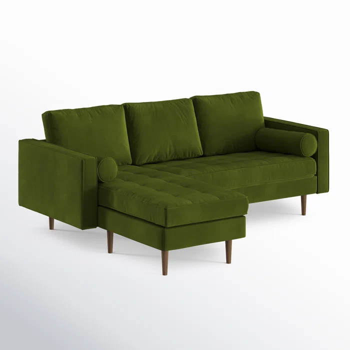 L-Shape Sectional Sofa: 84" Wide Reversible Sofa and Chaise Sectional(Bella Forest Performance Velvet)
