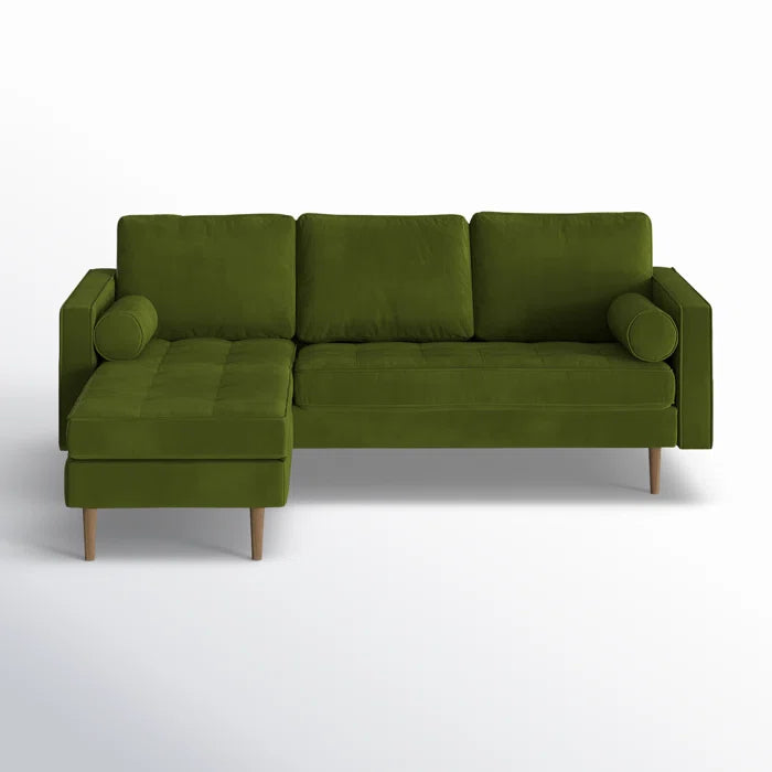 L-Shape Sectional Sofa: 84" Wide Reversible Sofa and Chaise Sectional(Bella Forest Performance Velvet)