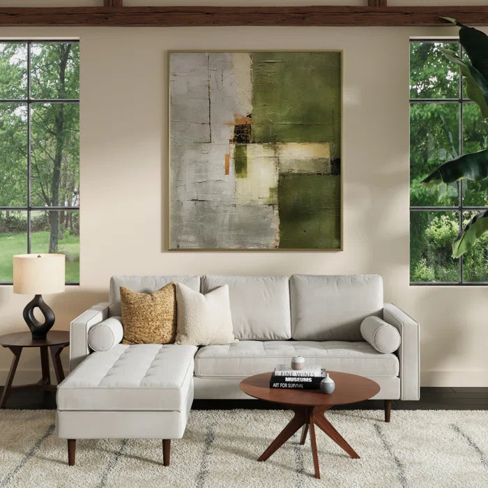 L-Shape Sectional Sofa: 84" Wide Reversible Sofa and Chaise Sectional(Bella Platinum Performance Velvet)