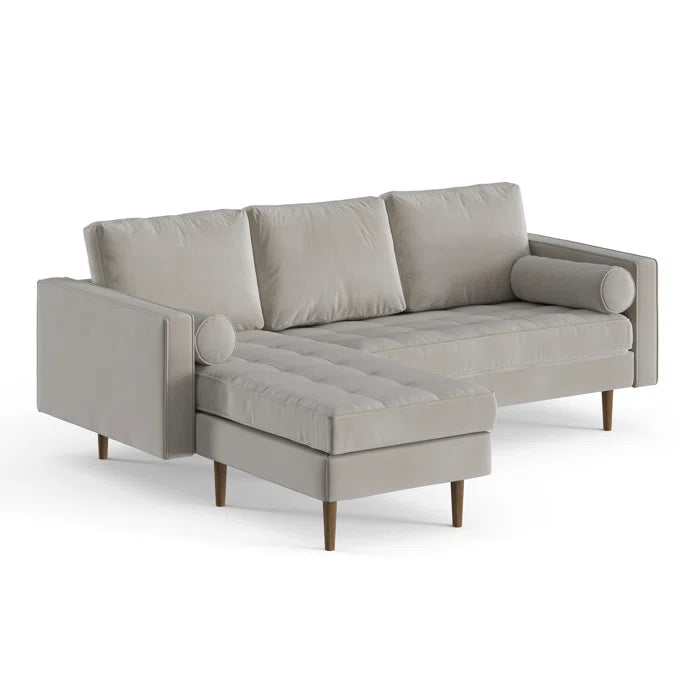 L-Shape Sectional Sofa: 84" Wide Reversible Sofa and Chaise Sectional(Bella Platinum Performance Velvet)