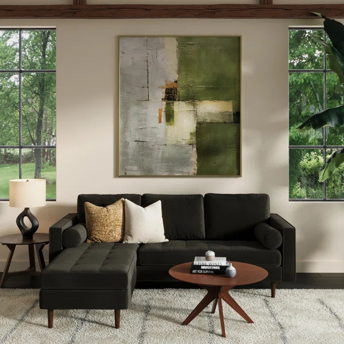 L-Shape Sectional Sofa: 84" Wide Reversible Sofa and Chaise Sectional(Bella Smoke Performance Velvet)