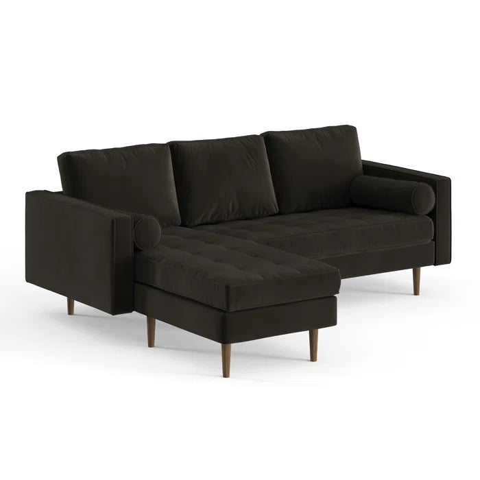 L-Shape Sectional Sofa: 84" Wide Reversible Sofa and Chaise Sectional(Bella Smoke Performance Velvet)