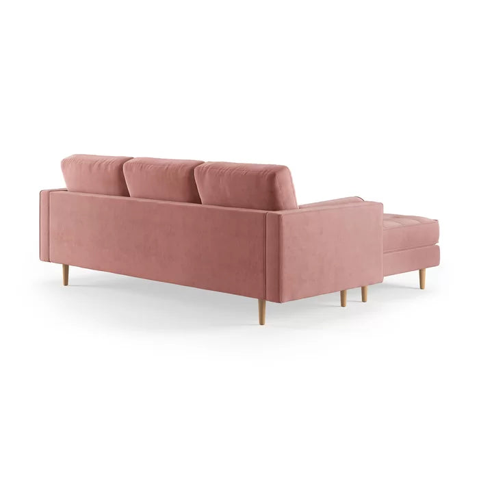 L-Shape Sectional Sofa: 84" Wide Reversible Sofa and Chaise Sectional(Blush Velvet)