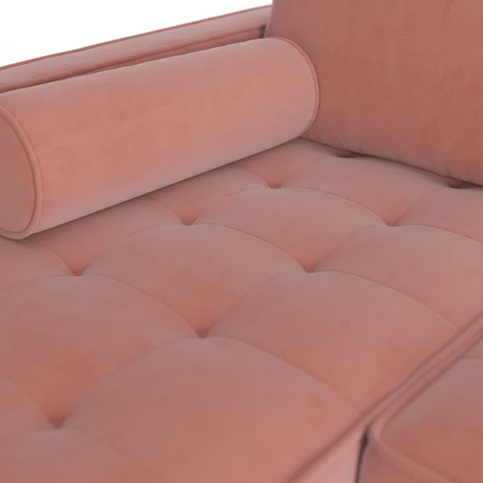 L-Shape Sectional Sofa: 84" Wide Reversible Sofa and Chaise Sectional(Blush Velvet)