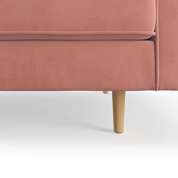 L-Shape Sectional Sofa: 84" Wide Reversible Sofa and Chaise Sectional(Blush Velvet)