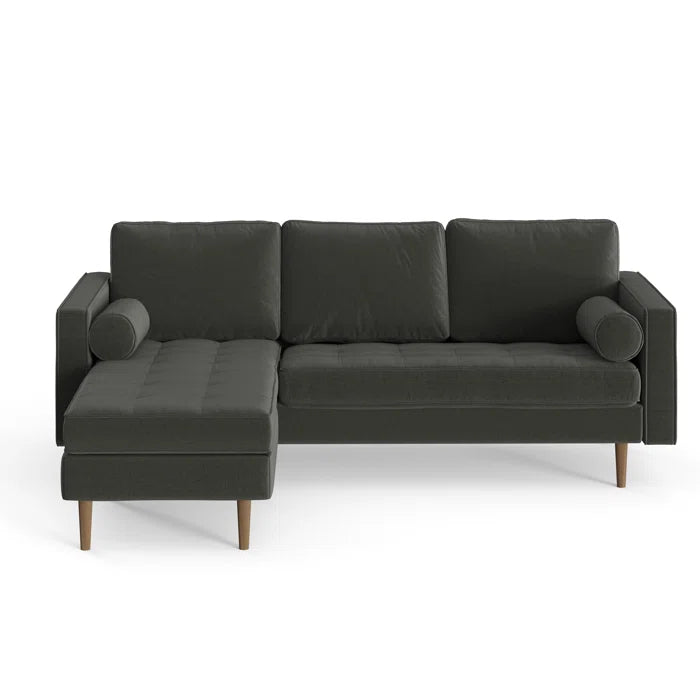 L-Shape Sectional Sofa: 84" Wide Reversible Sofa and Chaise Sectional(Charcoal Fabric)