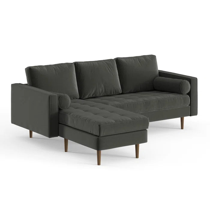 L-Shape Sectional Sofa: 84" Wide Reversible Sofa and Chaise Sectional(Charcoal Fabric)