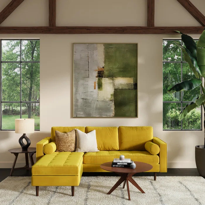 L-Shape Sectional Sofa: 84" Wide Reversible Sofa and Chaise Sectional(Gold Performance Velvet)