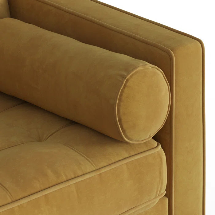 L-Shape Sectional Sofa: 84" Wide Reversible Sofa and Chaise Sectional(Gold Velvet)