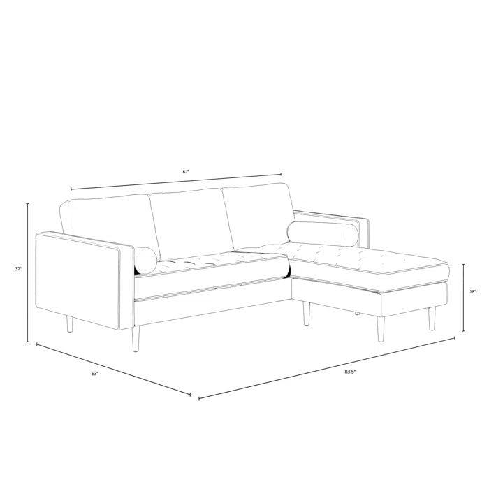 L-Shape Sectional Sofa: 84" Wide Reversible Sofa and Chaise Sectional(Gold Velvet)