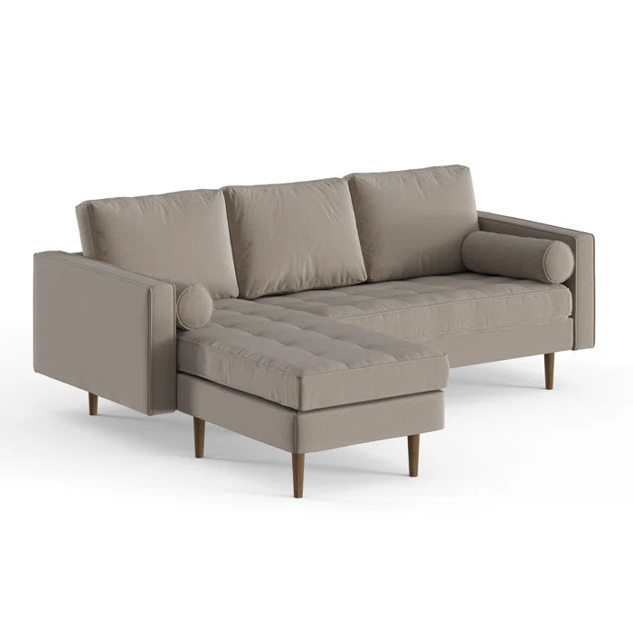 L-Shape Sectional Sofa: 84" Wide Reversible Sofa and Chaise Sectional(Gray Fabric)