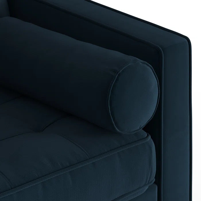 L-Shape Sectional Sofa: 84" Wide Reversible Sofa and Chaise Sectional(Ink Blue Performance Velvet)