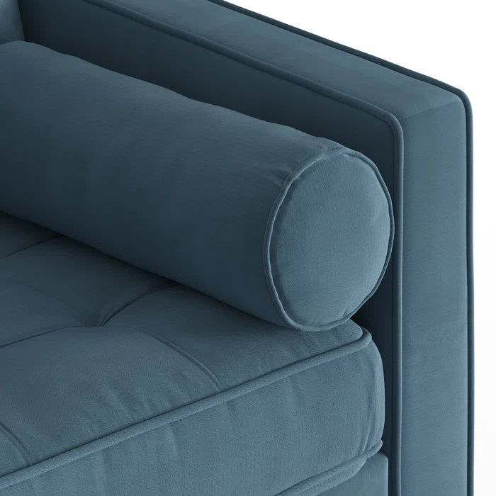 L-Shape Sectional Sofa: 84" Wide Reversible Sofa and Chaise Sectional(Ocean Blue Performance Velvet)