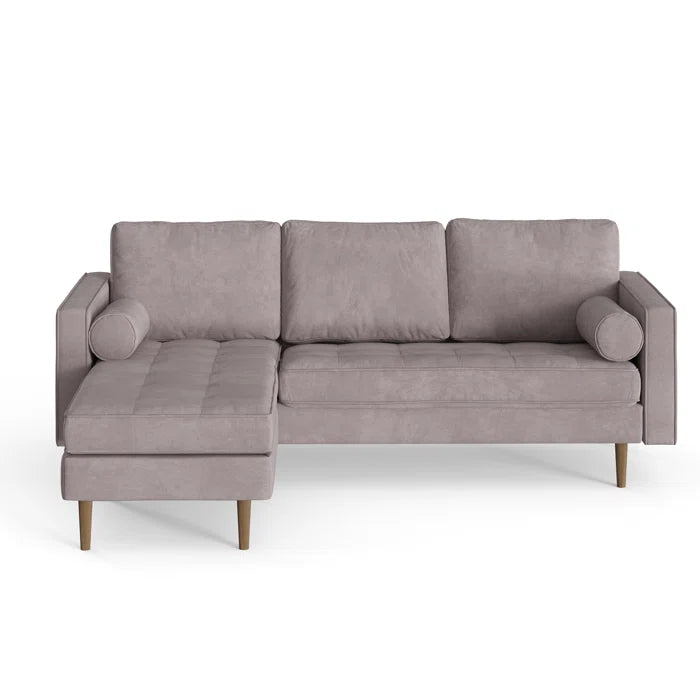 L-Shape Sectional Sofa: 84" Wide Reversible Sofa and Chaise Sectional(Platinum Velvet)