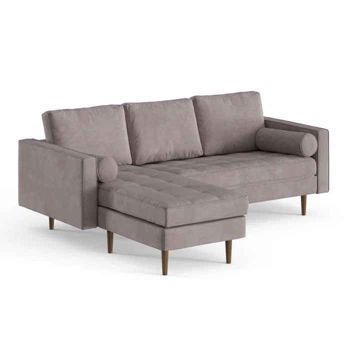L-Shape Sectional Sofa: 84" Wide Reversible Sofa and Chaise Sectional(Platinum Velvet)