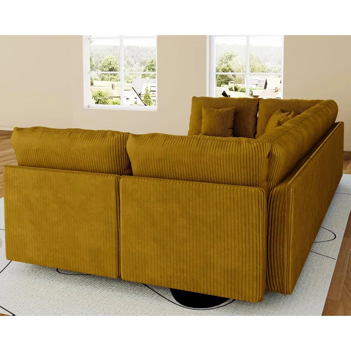 8 Seater Sofa: 8 Seat Corduroy Convertible Modular Sectional Sleeper With Storage(Yellow Corduroy)