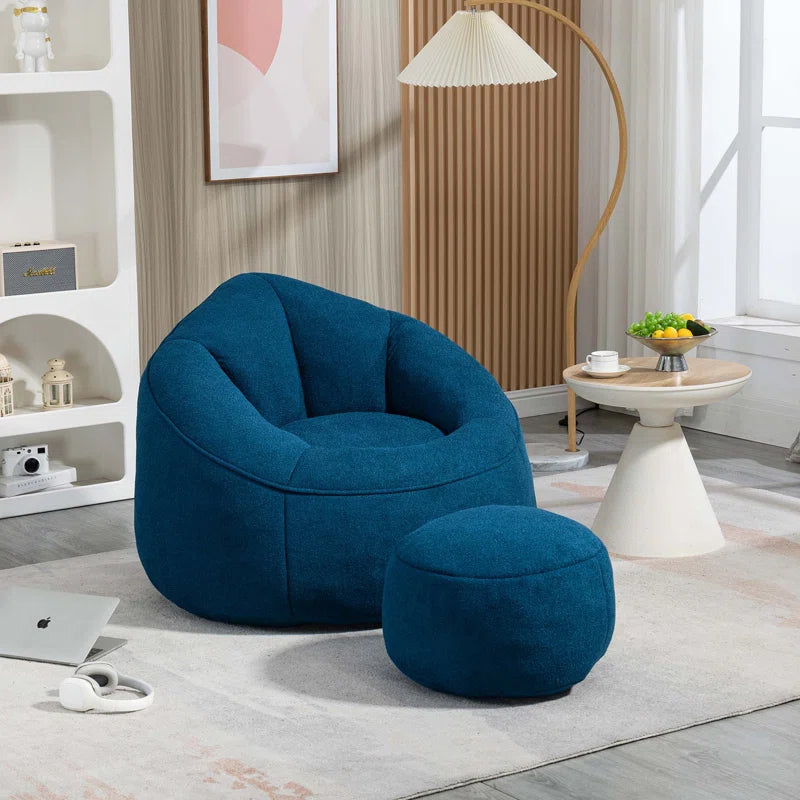 THE CASA ORO® Adult Material Bean Bag Sofa Chair with High Pressure Foam(Blue Microfiber)