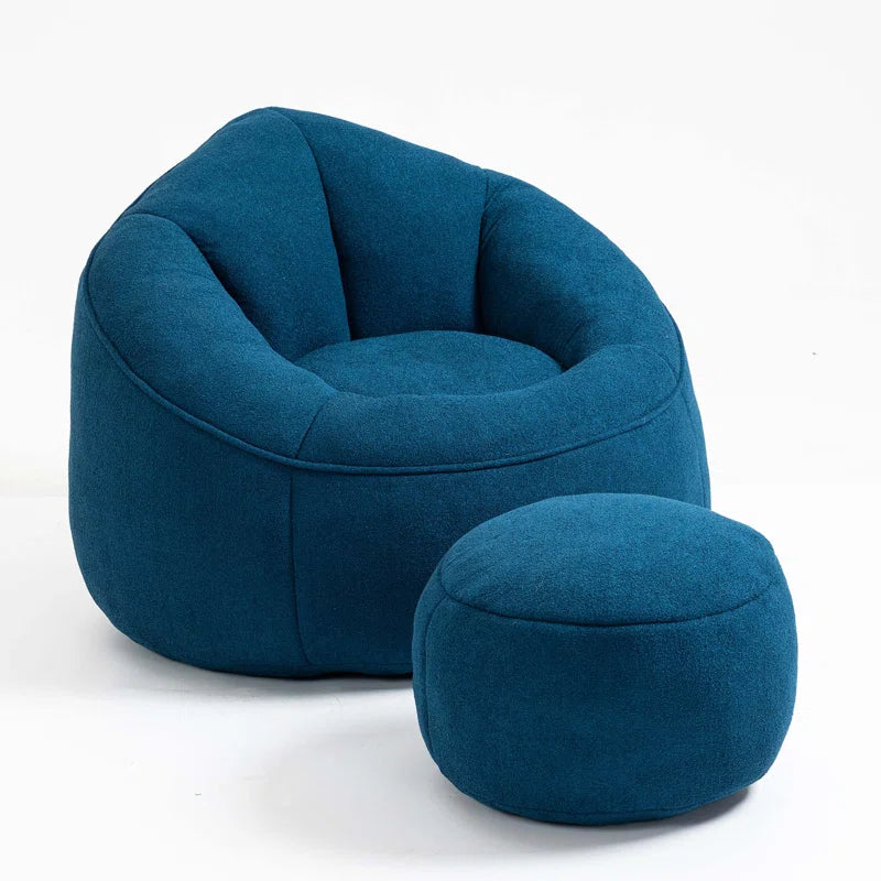 THE CASA ORO® Adult Material Bean Bag Sofa Chair with High Pressure Foam(Blue Microfiber)