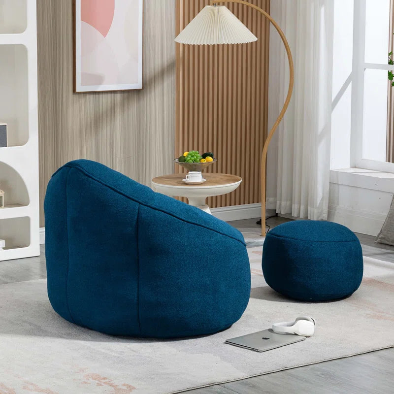 THE CASA ORO® Adult Material Bean Bag Sofa Chair with High Pressure Foam(Blue Microfiber)