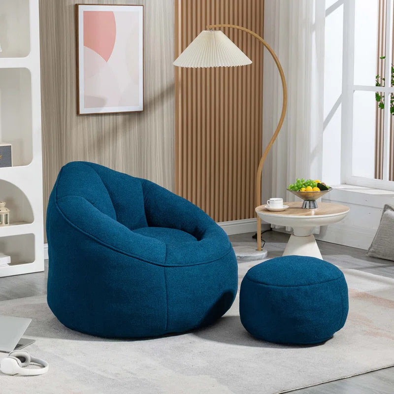 THE CASA ORO® Adult Material Bean Bag Sofa Chair with High Pressure Foam(Blue Microfiber)