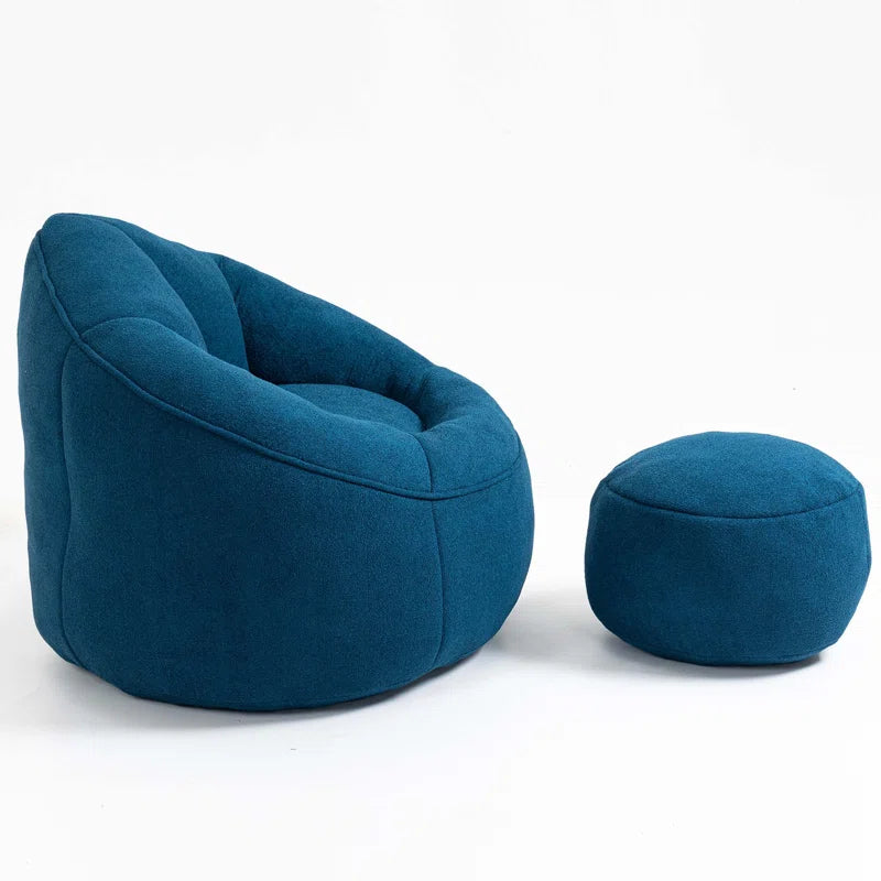 THE CASA ORO® Adult Material Bean Bag Sofa Chair with High Pressure Foam(Blue Microfiber)