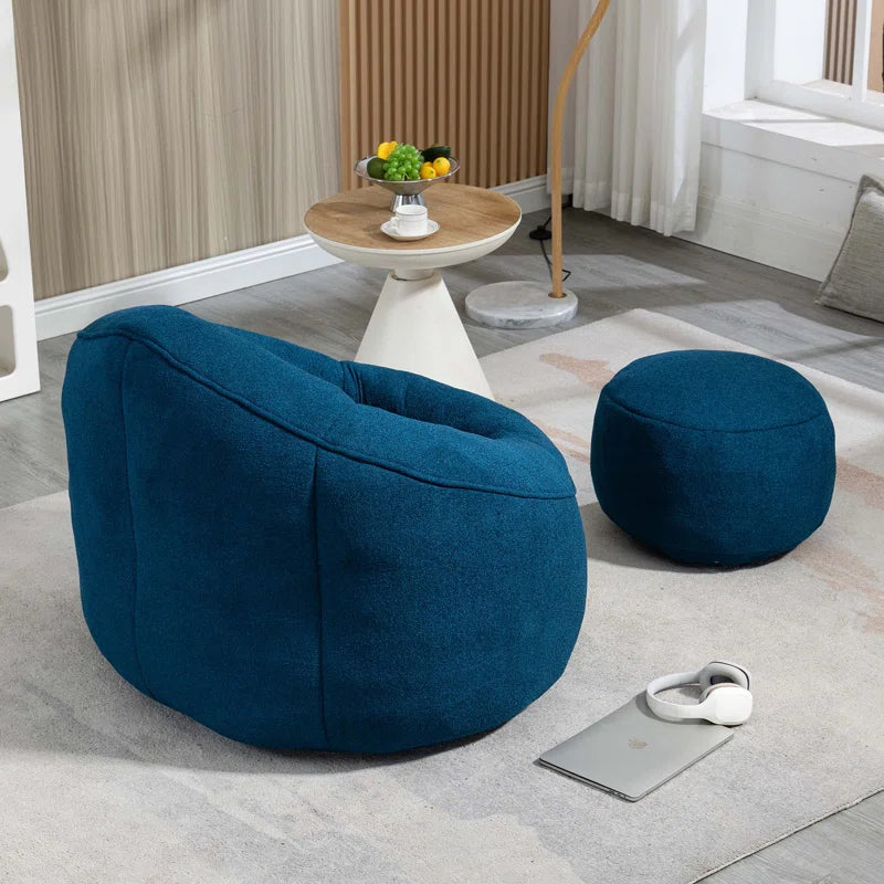THE CASA ORO® Adult Material Bean Bag Sofa Chair with High Pressure Foam(Blue Microfiber)