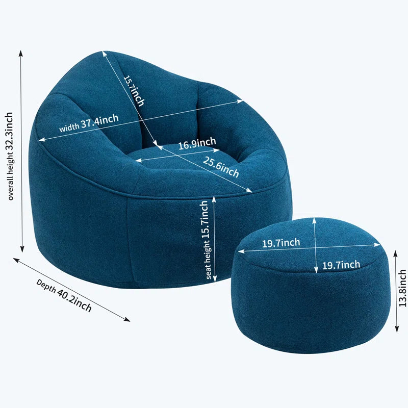 THE CASA ORO® Adult Material Bean Bag Sofa Chair with High Pressure Foam(Blue Microfiber)