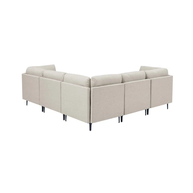 L Shape Sectional Sofa: 5 Piece Corner Sectional (Almond Linen Blend)