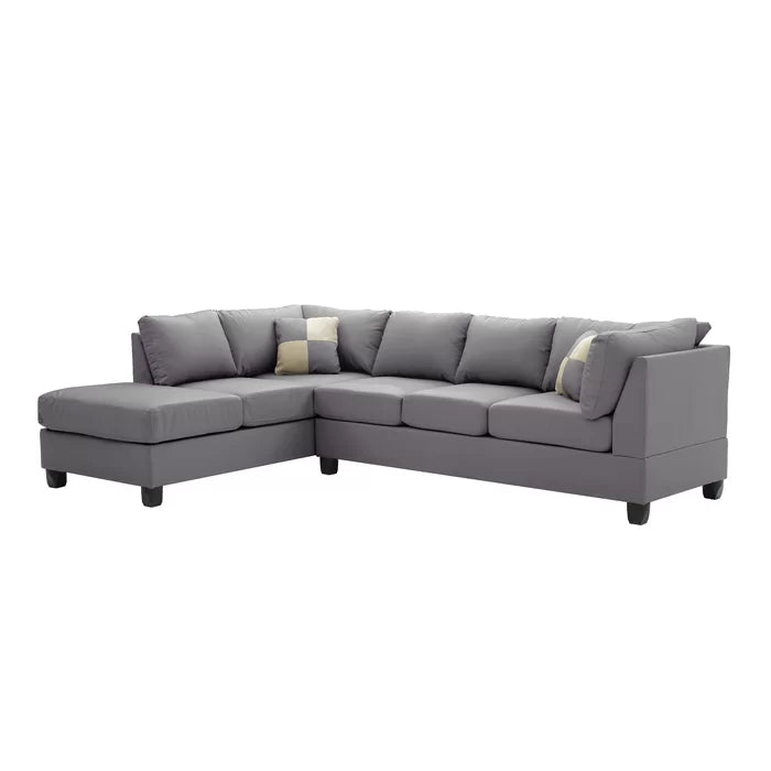 L-Shape Sectional Sofa: Atlantis Reversible Sectional(Faux Leather Gray)