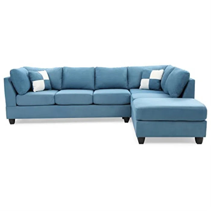 L-Shape Sectional Sofa: Atlantis Reversible Sectional(Suede Aqua)