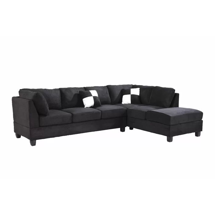 THE CASA ORO® L-Shape Sofa: Atlantis Reversible Sectional(Suede Black)