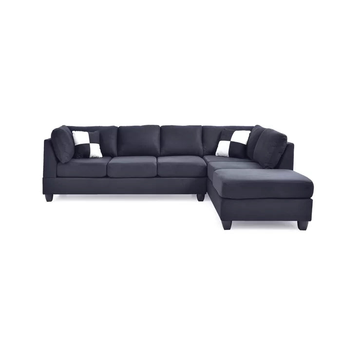 THE CASA ORO® L-Shape Sofa: Atlantis Reversible Sectional(Suede Black)