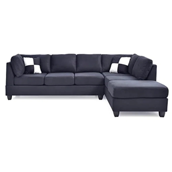THE CASA ORO® L-Shape Sofa: Atlantis Reversible Sectional(Suede Black)