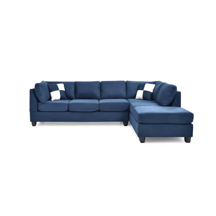 THE CASA ORO® L-Shape Sectional Sofa: Atlantis Reversible Sectional(Suede Navy Blue)
