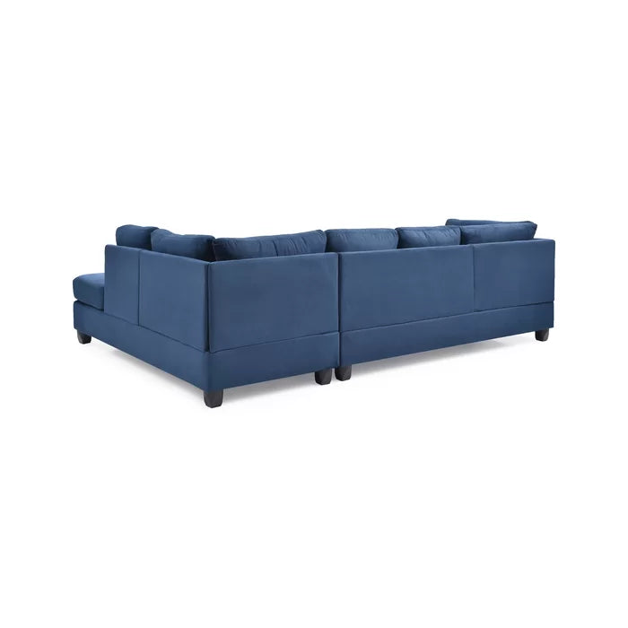 THE CASA ORO® L-Shape Sectional Sofa: Atlantis Reversible Sectional(Suede Navy Blue)