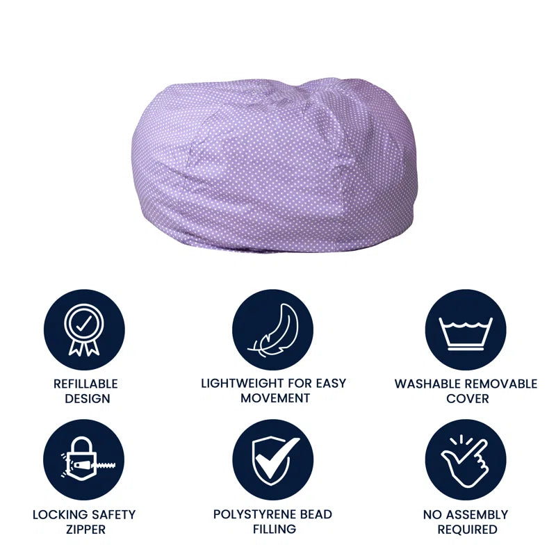THE CASA ORO® Bean Bag Adults or Kids Classic Refillable Cotton(Lavender/White Cotton Twill)