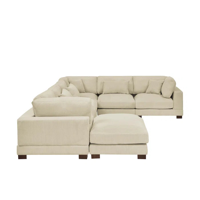 U- Shape Sofa: 7 - Piece 144" Wide Modular Corner Sectional(Beige Corduroy)