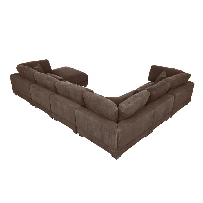 THE CASA ORO® U- Shape Sectional Sofa: 7 - Piece 144" Wide Modular Corner Sectional(Brown Corduroy)