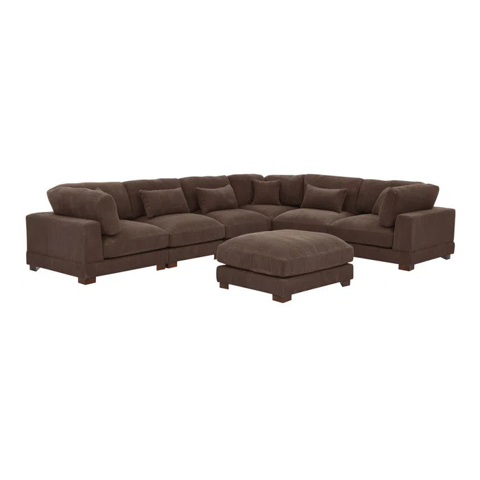 THE CASA ORO® U- Shape Sectional Sofa: 7 - Piece 144" Wide Modular Corner Sectional(Brown Corduroy)