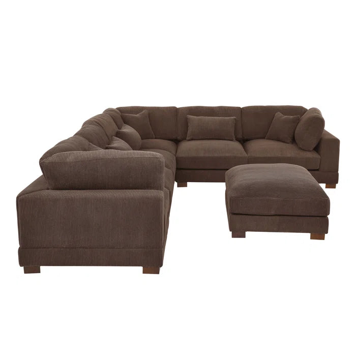 THE CASA ORO® U- Shape Sectional Sofa: 7 - Piece 144" Wide Modular Corner Sectional(Brown Corduroy)