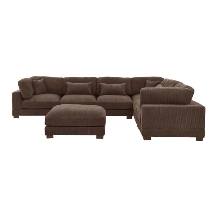THE CASA ORO® U- Shape Sectional Sofa: 7 - Piece 144" Wide Modular Corner Sectional(Brown Corduroy)