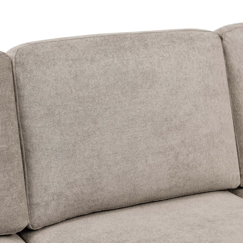 L- Shape Sectional Sofa: 7 - Piece Modular Corner Sectional(Camel Polyester Blend)