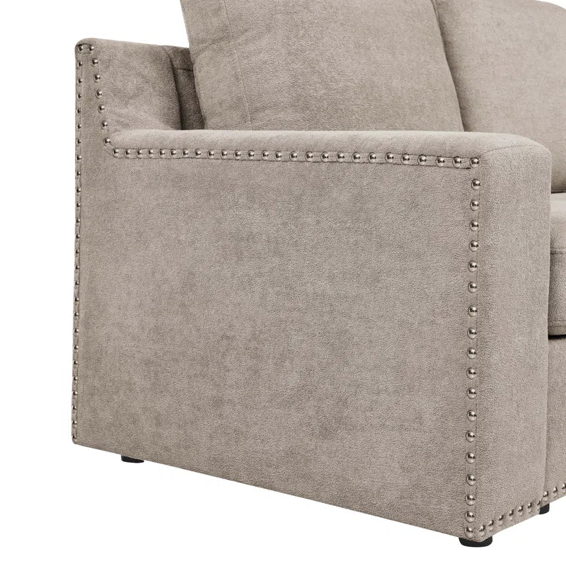 L- Shape Sectional Sofa: 7 - Piece Modular Corner Sectional(Camel Polyester Blend)