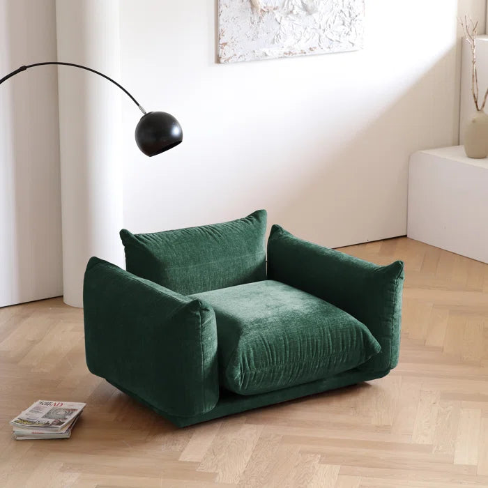 Sofa Chair : 50.39" Comfortable Chenilleyarn Fabric Sofa(Green Chenille)