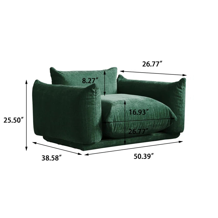 Sofa Chair : 50.39" Comfortable Chenilleyarn Fabric Sofa(Green Chenille)