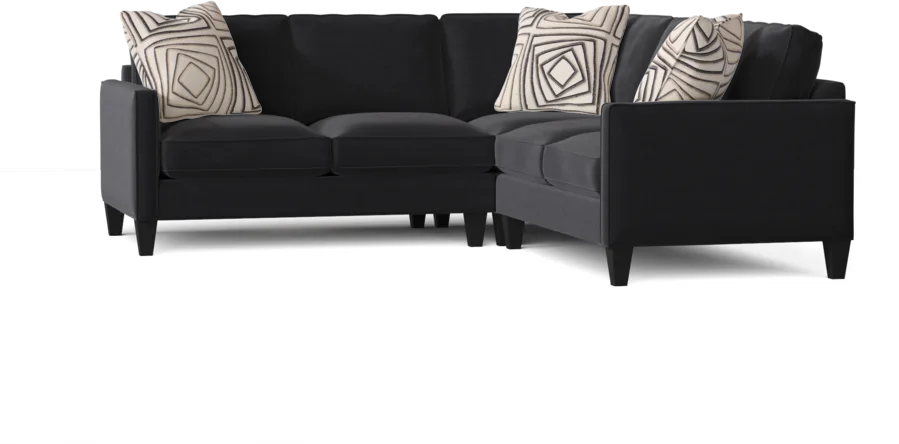L-Shape Sectional Sofa: Contemporary Sectional Features Stylish with Petite Track Arms(Akiko Graphite Performance)