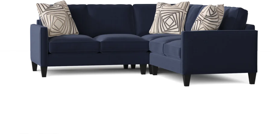L-Shape Sectional Sofa: Contemporary Sectional Features Stylish with Petite Track Arms(Akiko Midnight Performance)