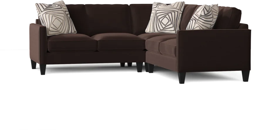 L-Shape Sectional Sofa: Contemporary Sectional Features Stylish with Petite Track Arms(Akiko Walnut)