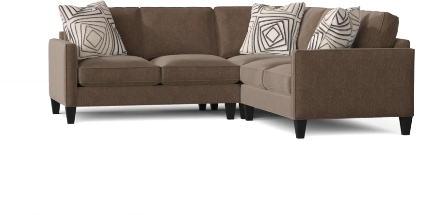 L-Shape Sectional Sofa: Contemporary Sectional Features Stylish with Petite Track Arms(Boulderdash Mocha)